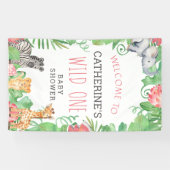 可愛いサファリワイルドワンベビーシャワーへようこそ 横断幕 (横)