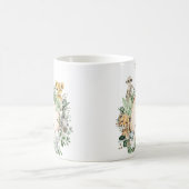 可愛いサファリ動物ジャングルグリーナリーボーイモノグラム コーヒーマグカップ (中央)