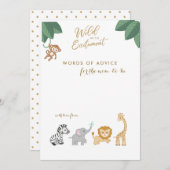 可愛いサファリ動物新しいママアドバイスシャワーカード アドバイスカード (正面/裏面)