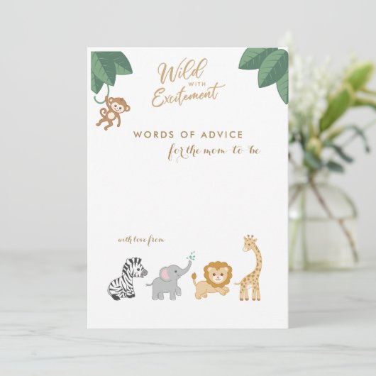可愛いサファリ動物新しいママアドバイスシャワーカード アドバイスカード (スタンド正面)
