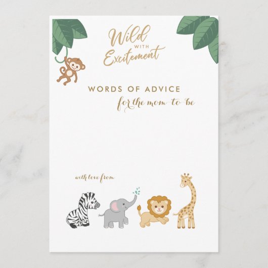 可愛いサファリ動物新しいママアドバイスシャワーカード アドバイスカード (正面)