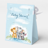 可愛いサファリ赤ちゃんシャワーエレファント、ライオン、ゼブラ フェイバーボックス (裏面サイド)