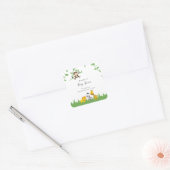 可愛いサファリ赤ちゃんシャワー背景ジャングル動物 スクエアシール (封筒)