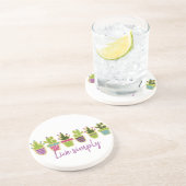 可愛いサボテンのデザインカスタム(背景色) コースター (側面)