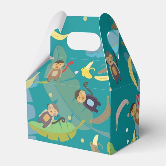 可愛いサルとバナナの木の柄誕生日 フェイバーボックス (裏面サイド)