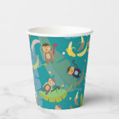 可愛いサルとバナナの木の柄誕生日 紙コップ (裏面)