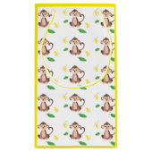 可愛いサルとバナナの皮の模様（黄色） スモールペーパーバッグ (裏面)