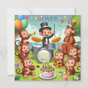 可愛いサルオーケストラ 2歳の誕生日おめでとう 男の子 赤ちゃん シーズンカード