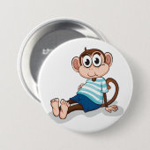 可愛いサルストライプのとシャツ 缶バッジ (正面&裏面)