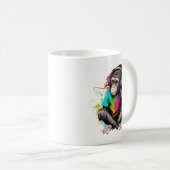 可愛いサル聞の音楽、音楽に夢中なサル コーヒーマグカップ (正面右)