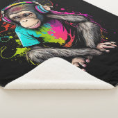 可愛いサル聞の音楽、音楽に夢中なサル シェルパブランケット (3/4)