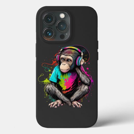 可愛いサル聞の音楽、音楽に夢中なサル Case-Mate iPhoneケース (裏面)