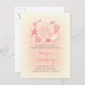 可愛いサンゴのビーチ結婚式日付を保存 案内ポストカード (正面/裏面)