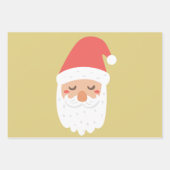 可愛いサンタおもしろいとクリスマス犬レッドとグリーン ラッピングペーパーシート (正面2)