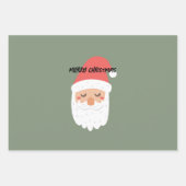 可愛いサンタおもしろいとクリスマス犬レッドとグリーン ラッピングペーパーシート (正面)