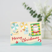 可愛いサンタのビーチメリークリスマス シーズンポストカード (スタンド正面)