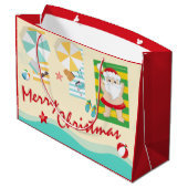 可愛いサンタのビーチメリークリスマス ラージペーパーバッグ (裏面アングル)