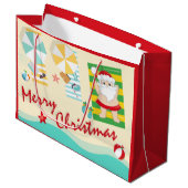 可愛いサンタのビーチメリークリスマス ラージペーパーバッグ (正面アングル)
