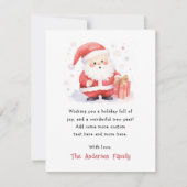 可愛いサンタウォーター色メリークリスマスノンフォト シーズンカード (正面)