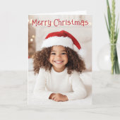 可愛いサンタウォーター色メリークリスマスフォト折り畳み シーズンカード (正面)