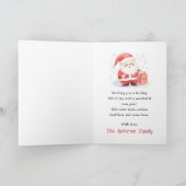 可愛いサンタウォーター色メリークリスマスフォト折り畳み シーズンカード (内部)