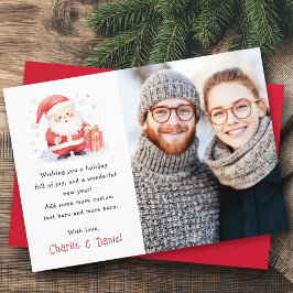 可愛いサンタウォーター色メリークリスマスフォト シーズンカード