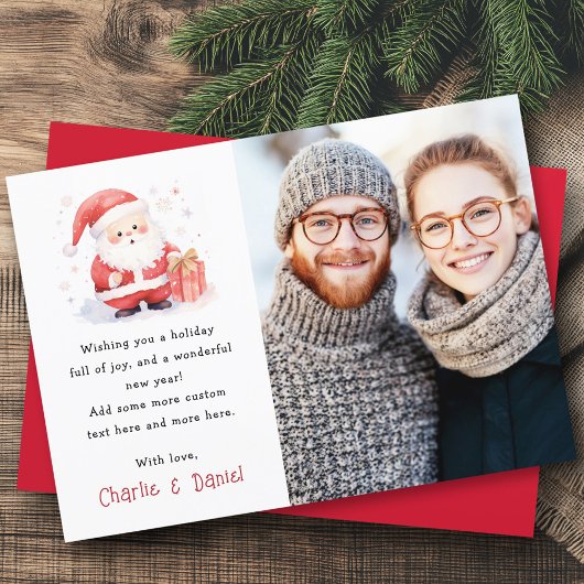 可愛いサンタウォーター色メリークリスマスフォト シーズンカード