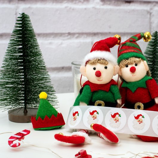 可愛いサンタクリスマスエンベロープシール ラウンドシール