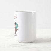 可愛いサンタクロースの屋根のホリデーモノグラム コーヒーマグカップ (中央)