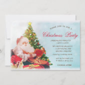可愛いサンタクロース、クリスマスツリー企業パーティー 招待状 (正面)