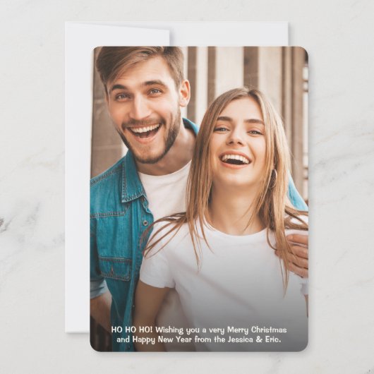 可愛いサンタグラフィッククリスマスフォト シーズンカード (裏面)