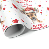 可愛いサンタハットディアファウンキッズクリスマス ラッピングペーパー (ロールコーナー)