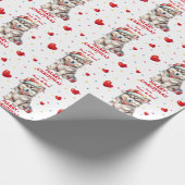 可愛いサンタハットハスキー子犬のクリスマス ラッピングペーパー (角)