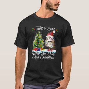 可愛いサンタフクロースChristma Owlsを愛する女の子 Tシャツ