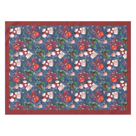 可愛いサンタブーツボール赤いホリーベリークリスマス テーブルクロス (正面(横))