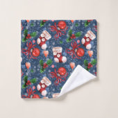 可愛いサンタブーツボール赤いホリーベリークリスマス バスタオルセット (ウォッシュタオル)