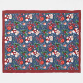 可愛いサンタブーツボール赤いホリーベリークリスマス フリースブランケット (正面(横))