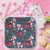 可愛いサンタブーツボール赤いホリーベリークリスマス ペーパープレート (パーティー)