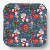 可愛いサンタブーツボール赤いホリーベリークリスマス ペーパープレート (正面)