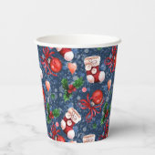 可愛いサンタブーツボール赤いホリーベリークリスマス 紙コップ (裏面)