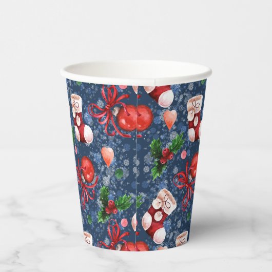 可愛いサンタブーツボール赤いホリーベリークリスマス 紙コップ (右)