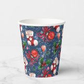 可愛いサンタブーツボール赤いホリーベリークリスマス 紙コップ (正面)