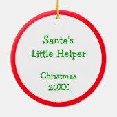 可愛いサンタヘルパパーソナライズされたークリスマスオーナメント セラミックオーナメント (裏面)
