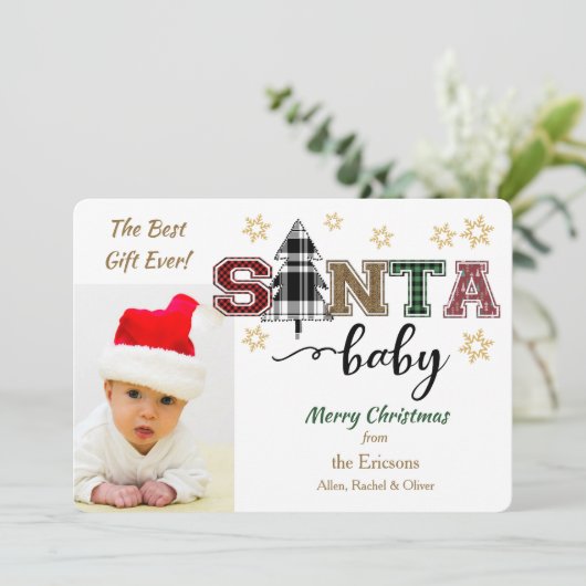 可愛いサンタベビー写真発表記念クリスマス 招待状 (スタンド正面)