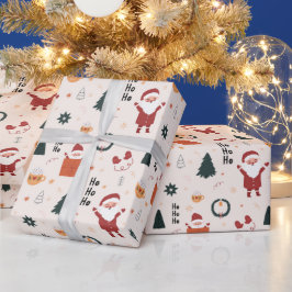 可愛いサンタホホホホホホホクリスマス ラッピングペーパー