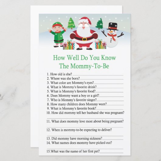 可愛いサンタ君は赤ちゃんシャワーをどれだけ知っているか (正面/裏面)