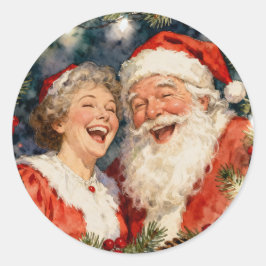 可愛いサンタ夫妻 | ビンテージ クリスマス ラウンドシール