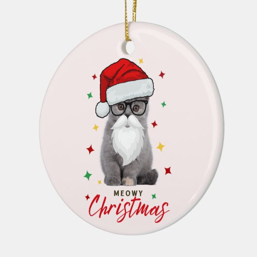 可愛いサンタ子猫ミオウィクリスマス セラミックオーナメント (左)