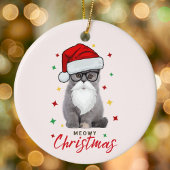 可愛いサンタ子猫ミオウィクリスマス セラミックオーナメント