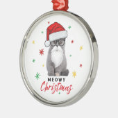 可愛いサンタ子猫ミオウィクリスマス メタルオーナメント (左)